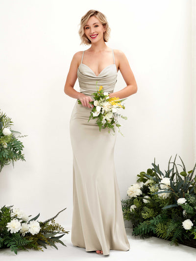 Carlyna Col bénitier Longueur ras du sol Satin Robe demoiselle d'honneur Champagne #couleur_champagne