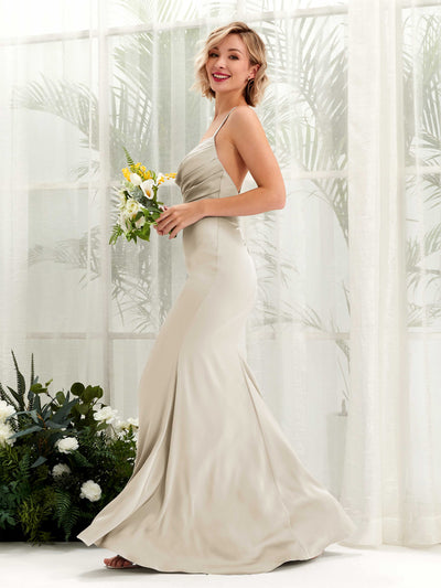 Carlyna Col bénitier Longueur ras du sol Satin Robe demoiselle d'honneur Champagne #couleur_champagne