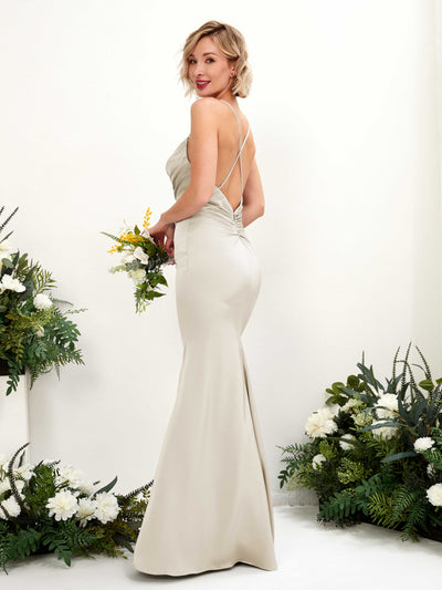 Carlyna Col bénitier Longueur ras du sol Satin Robe demoiselle d'honneur Champagne #couleur_champagne