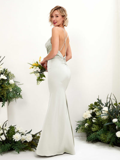 Carlyna Col bénitier Longueur ras du sol Satin Robe demoiselle d'honneur Ivoire #couleur_ivoire