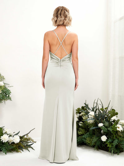 Carlyna Col bénitier Longueur ras du sol Satin Robe demoiselle d'honneur Ivoire #couleur_ivoire