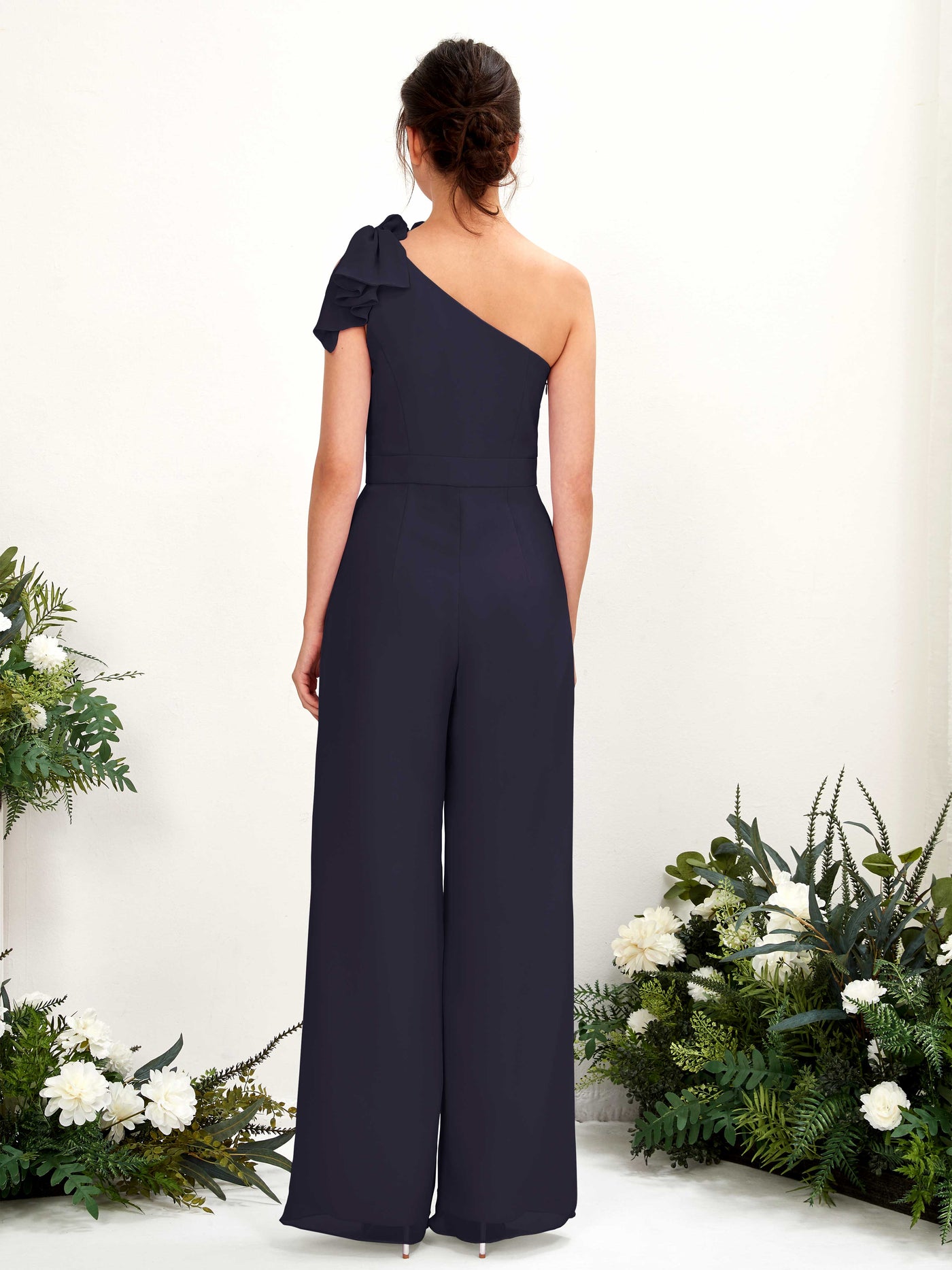 Carlyna Combinaison Décolleté Asymétrique Longueur ras du sol Robes de demoiselle d'honneur Bleu Marine Foncé #couleur_bleu-marine-fonc