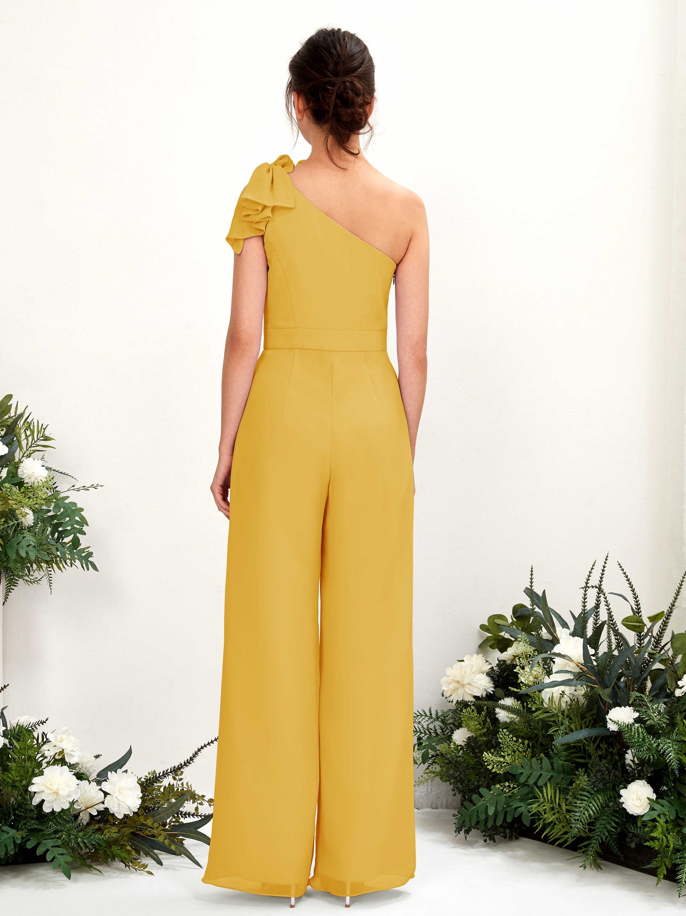 Carlyna Combinaison Décolleté Asymétrique Longueur ras du sol Robes de demoiselle d'honneur Jaune Moutard #couleur_jaune-moutard