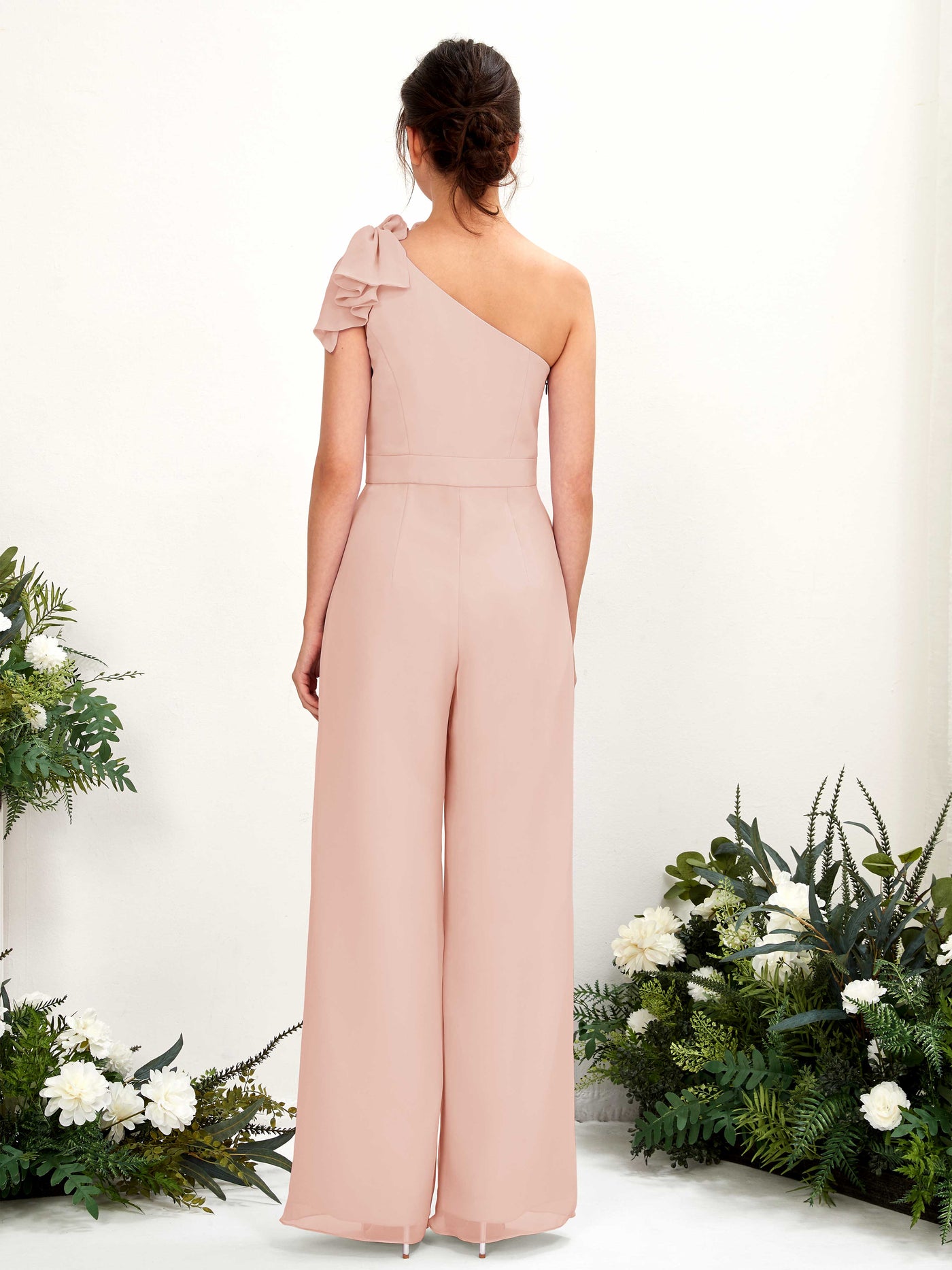 Carlyna Combinaison Décolleté Asymétrique Longueur ras du sol Robes de demoiselle d'honneur Rose Perle #couleur_rose-perle