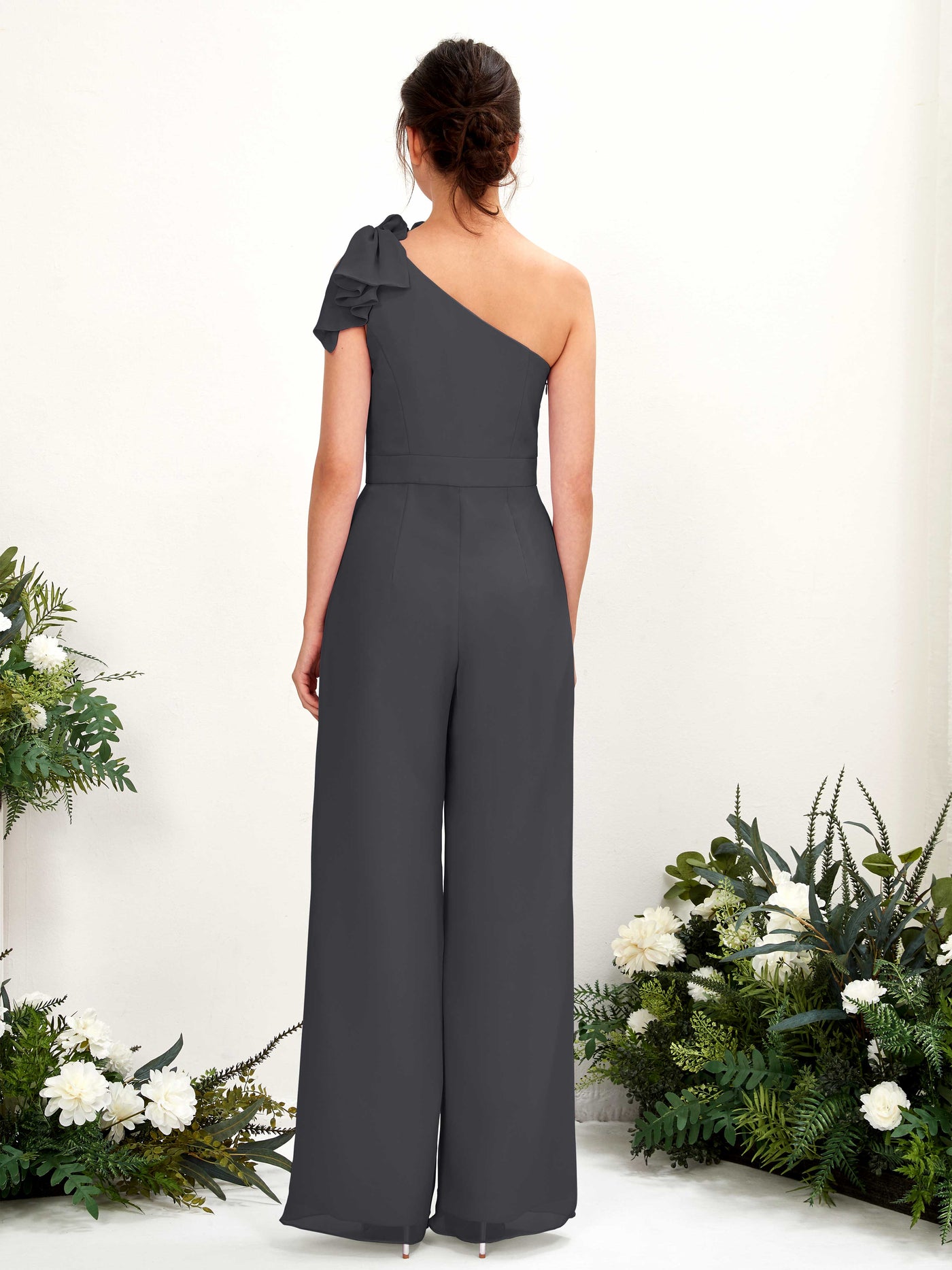 Carlyna Combinaison Décolleté Asymétrique Longueur ras du sol Robes de demoiselle d'honneur Étain #couleur_tain