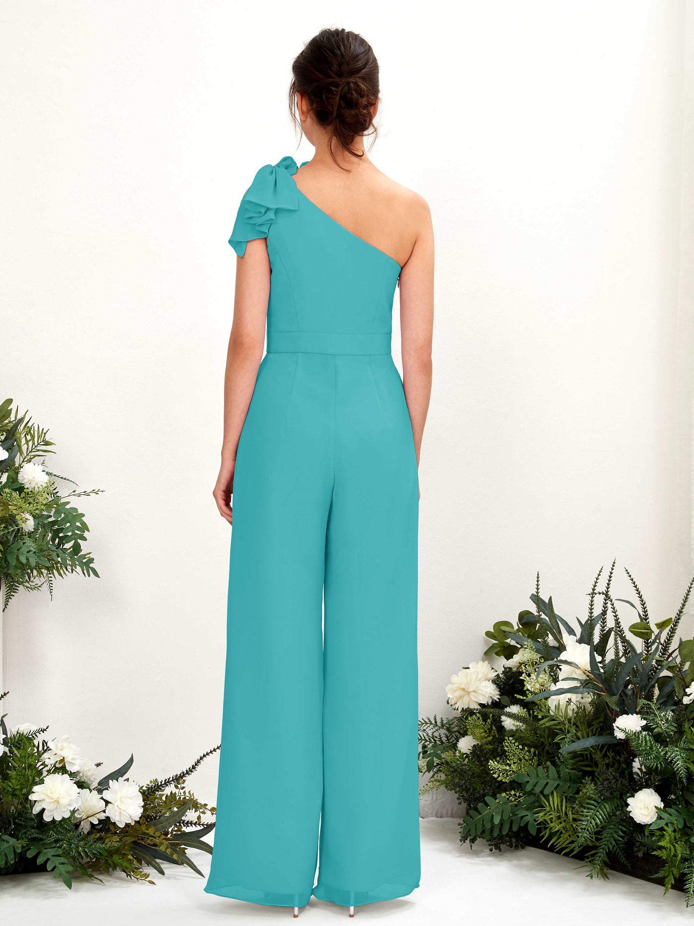 Carlyna Combinaison Décolleté Asymétrique Longueur ras du sol Robes de demoiselle d'honneur Turquoise #couleur_turquoise