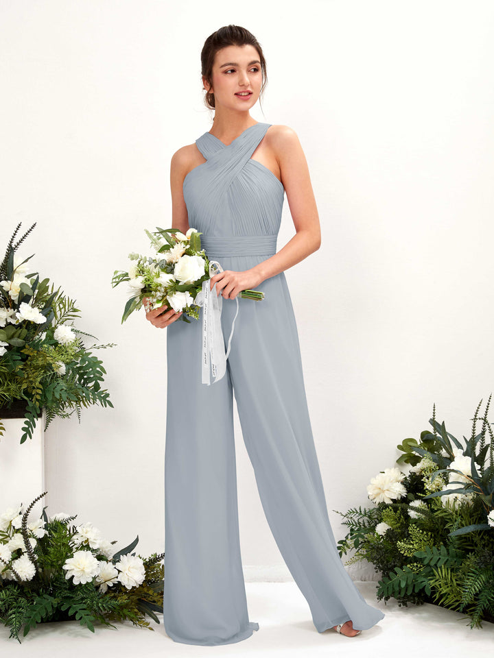 Carlyna Combinaison Encolure croisée Longueur ras du sol Mousseline froncé Robes de demoiselle d&