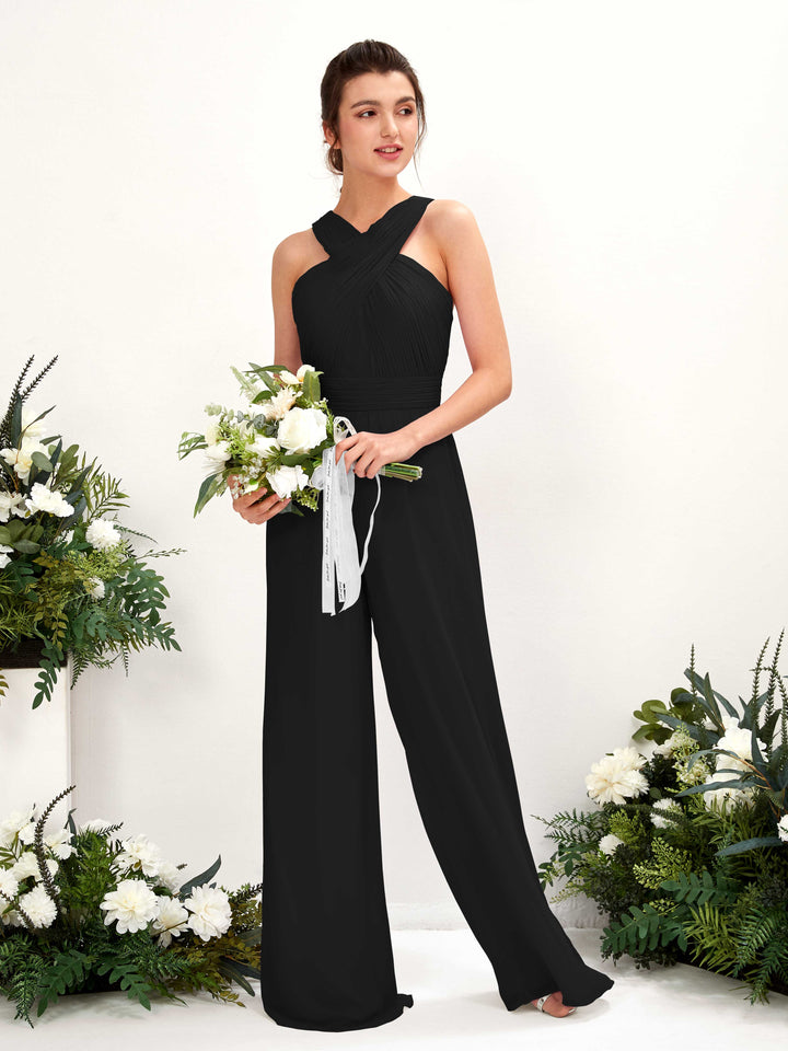 Carlyna Combinaison Encolure croisée Longueur ras du sol Mousseline froncé Robes de demoiselle d&