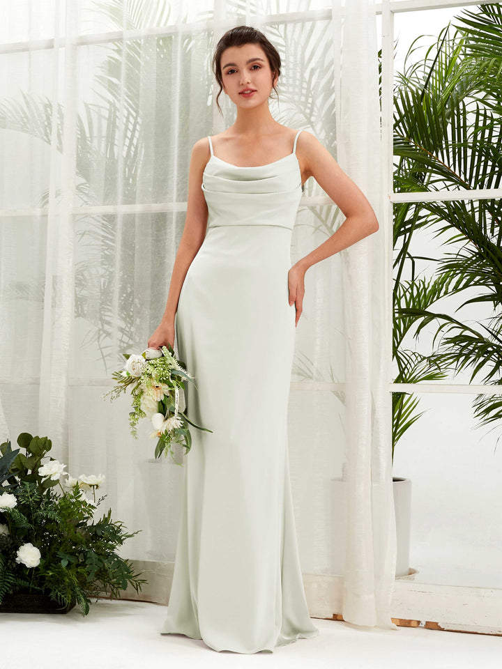 Carlyna Empire Col bénitier Longueur ras du sol Satin Froncé Robes de demoiselle d&