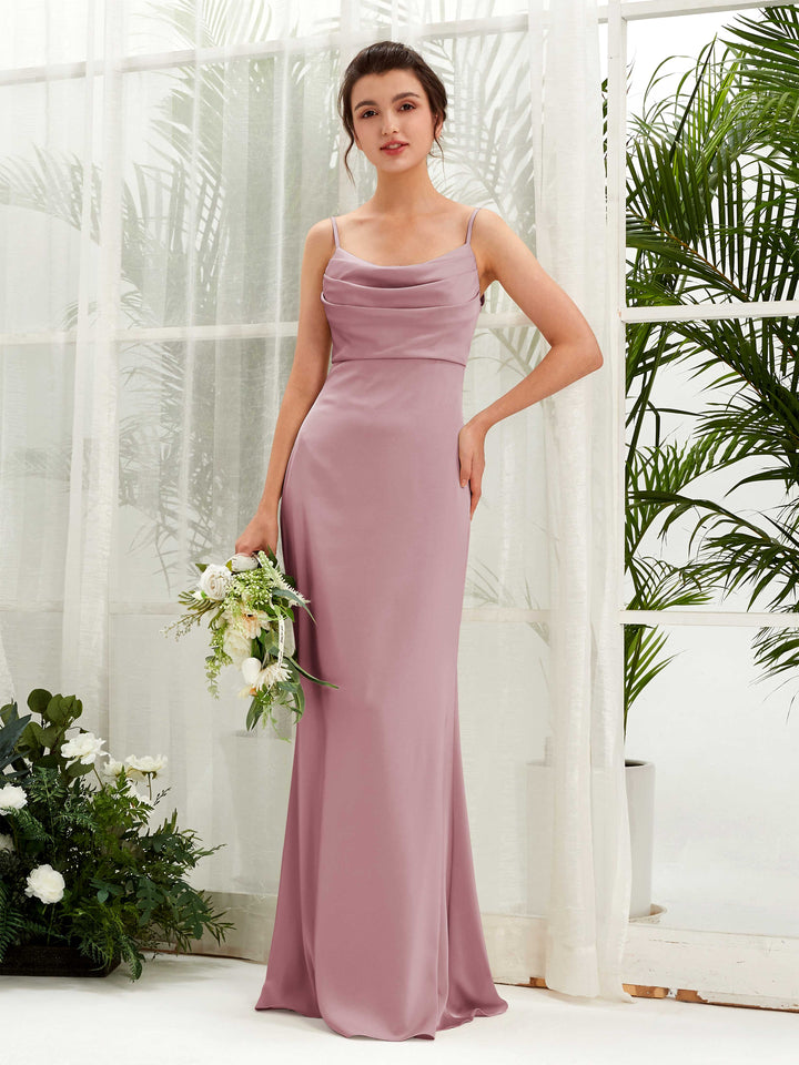 Carlyna Empire Col bénitier Longueur ras du sol Satin Froncé Robes de demoiselle d&