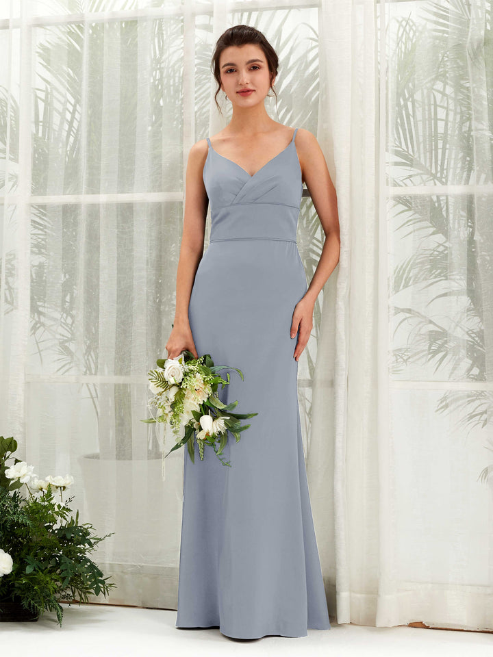 Carlyna Empire Col V Longueur Ras du Sol Satin Robe de Demoiselle d&
