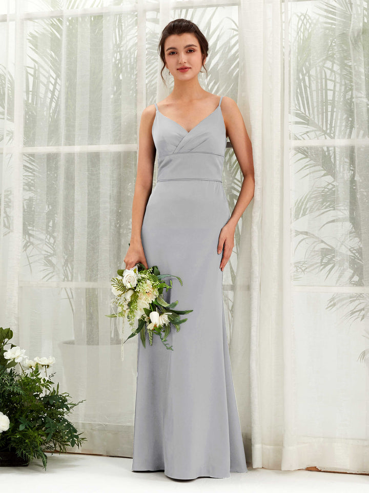 Carlyna Empire Col V Longueur Ras du Sol Satin Robe de Demoiselle d&