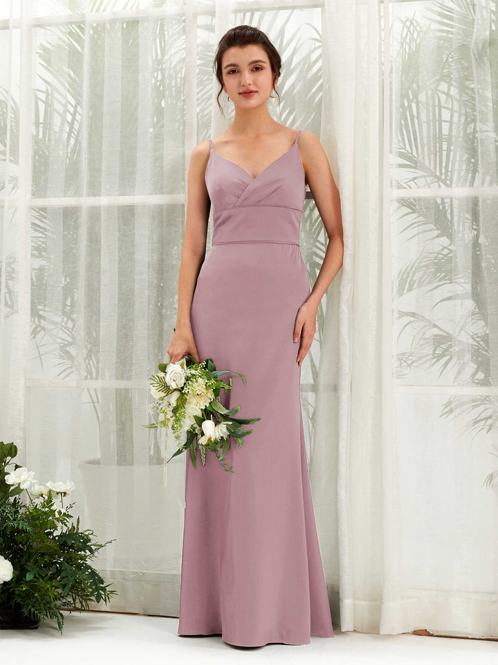 Carlyna Empire Col V Longueur Ras du Sol Satin Robe de Demoiselle d&