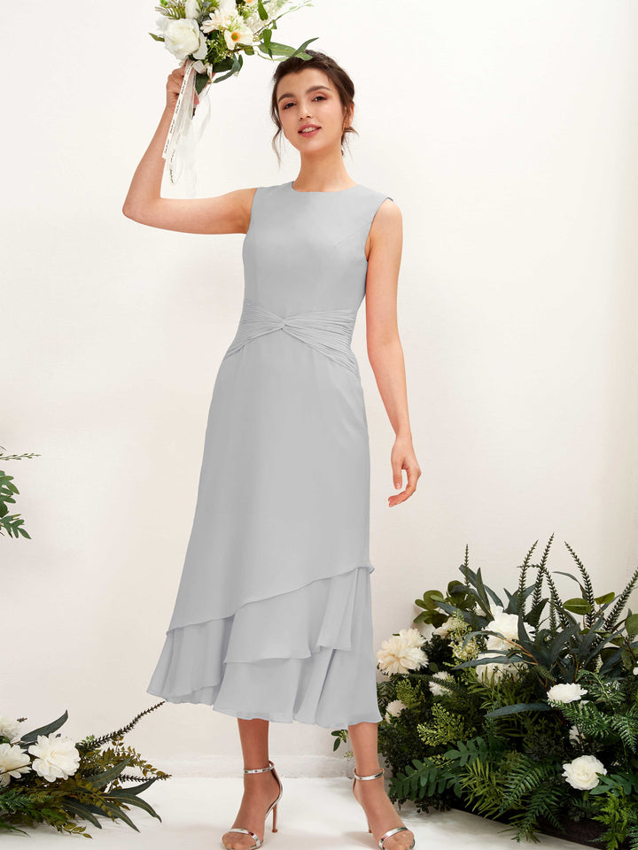 Carlyna Fourreau Col rond Longueur mollet Mousseline Robe de demoiselle d&