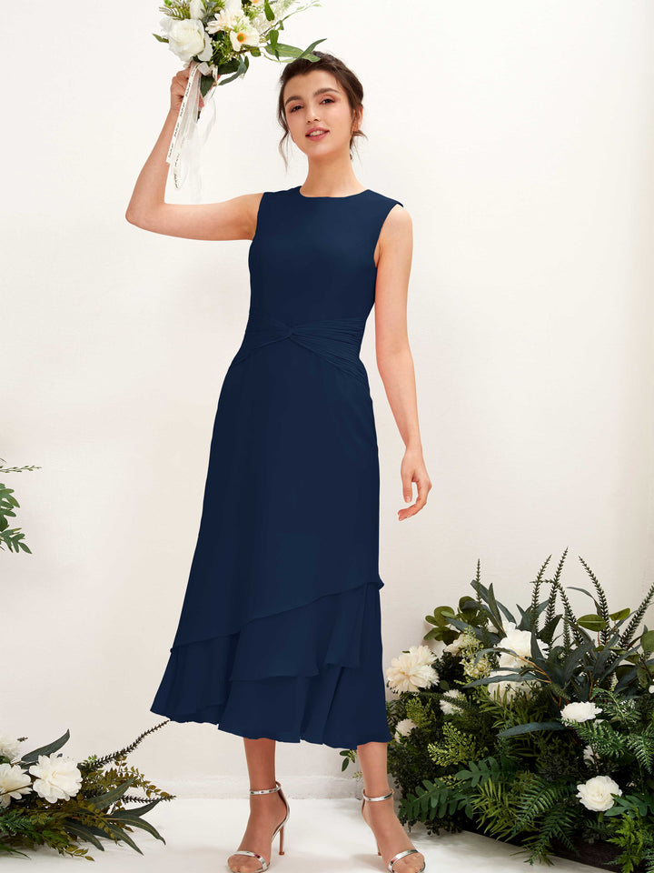 Carlyna Fourreau Col rond Longueur mollet Mousseline Robe de demoiselle d&