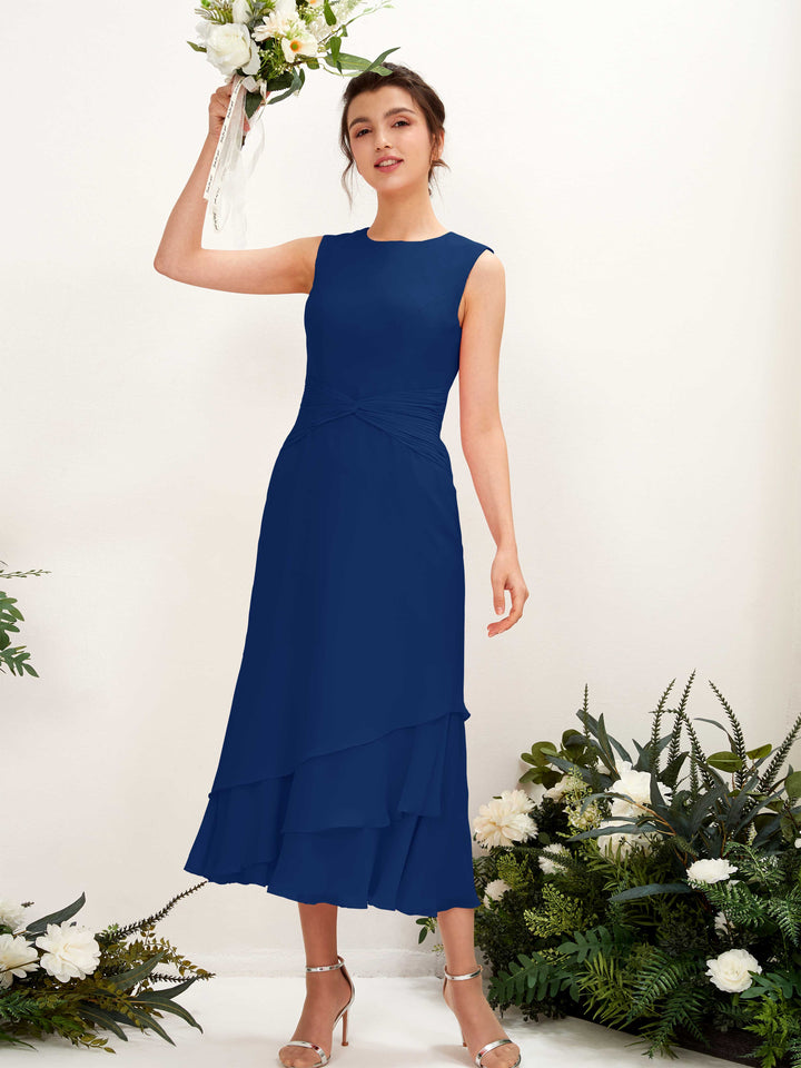 Carlyna Fourreau Col rond Longueur mollet Mousseline Robe de demoiselle d&
