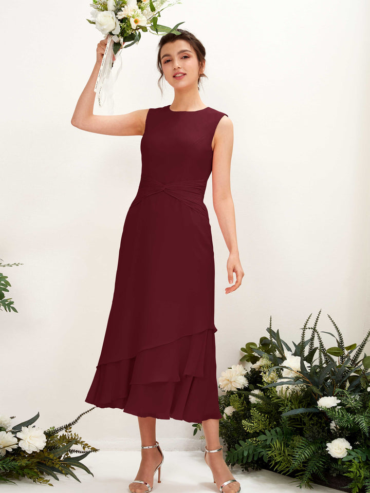 Carlyna Fourreau Col rond Longueur mollet Mousseline Robe de demoiselle d&