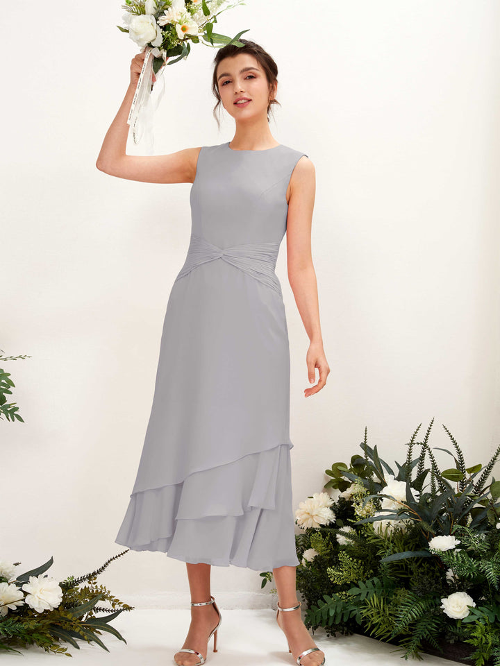 Carlyna Fourreau Col rond Longueur mollet Mousseline Robe de demoiselle d&