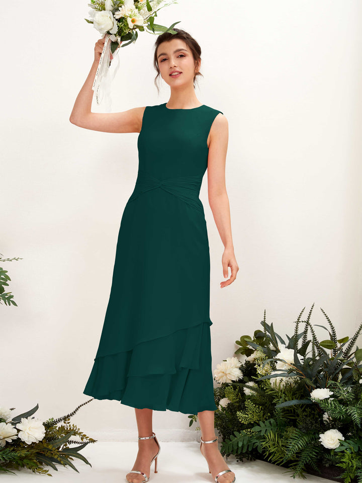 Carlyna Fourreau Col rond Longueur mollet Mousseline Robe de demoiselle d&