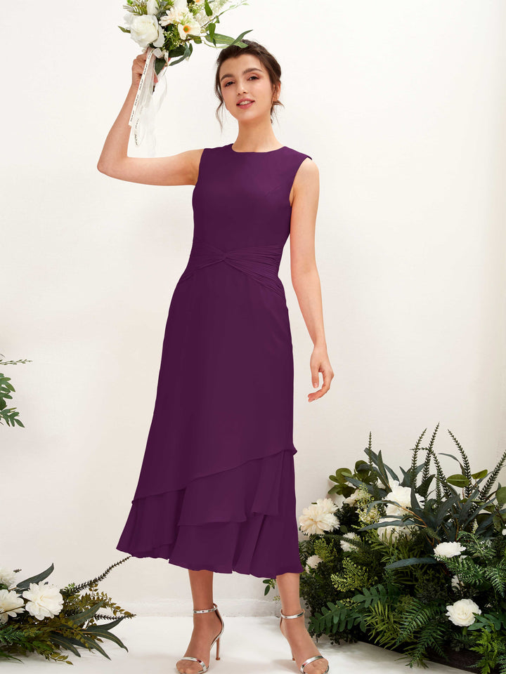 Carlyna Fourreau Col rond Longueur mollet Mousseline Robe de demoiselle d&