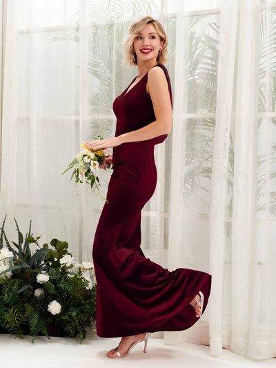 Carlyna Fourreau Col V Dos Nu Velours Robe de demoiselle d'honneur Bordeaux #couleur_bordeaux