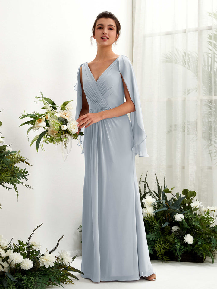 Carlyna Fourreau Col V Manches Cape Mousseline Robe de demoiselle d&