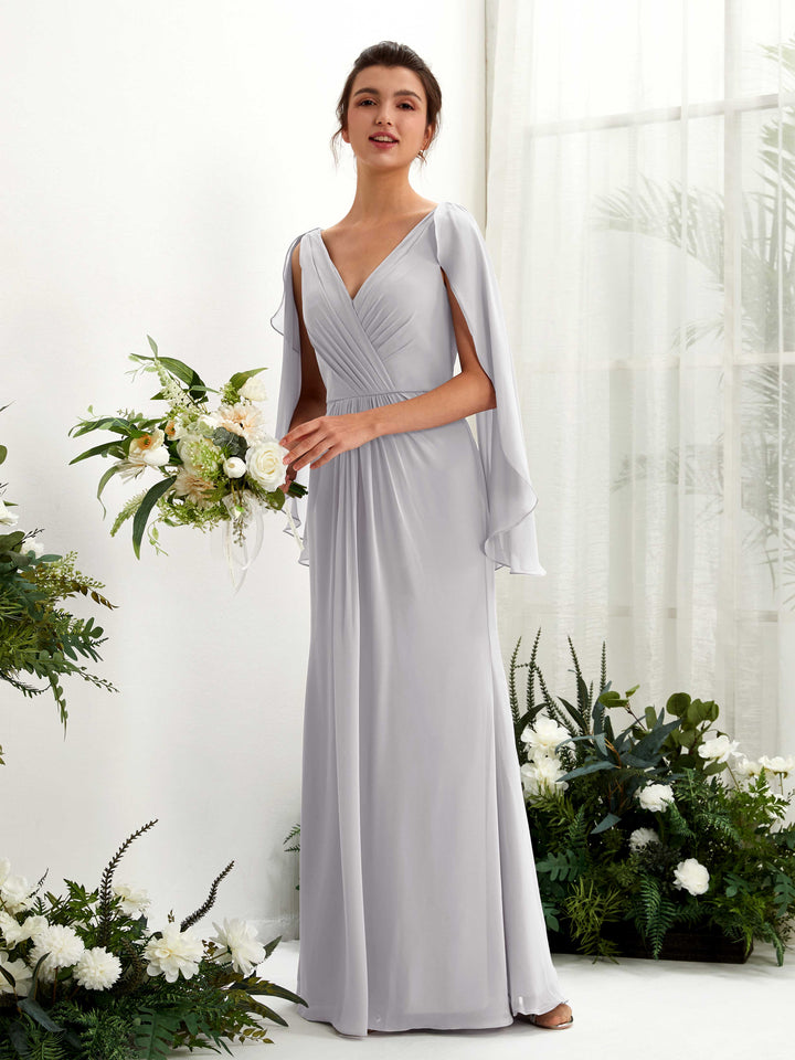 Carlyna Fourreau Col V Manches Cape Mousseline Robe de demoiselle d&