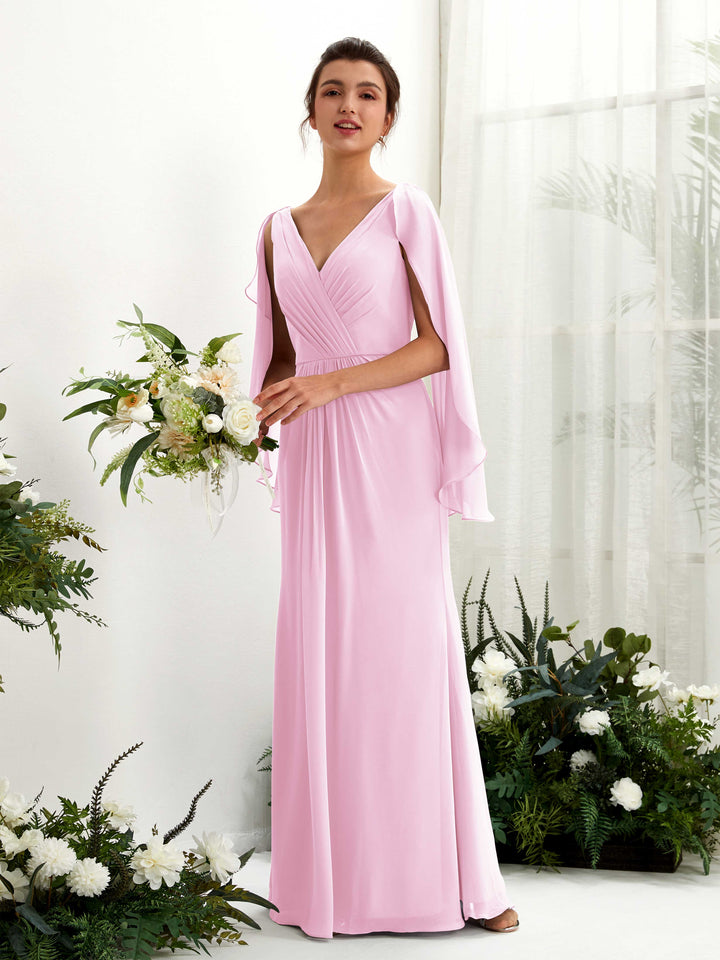 Carlyna Fourreau Col V Manches Cape Mousseline Robe de demoiselle d&