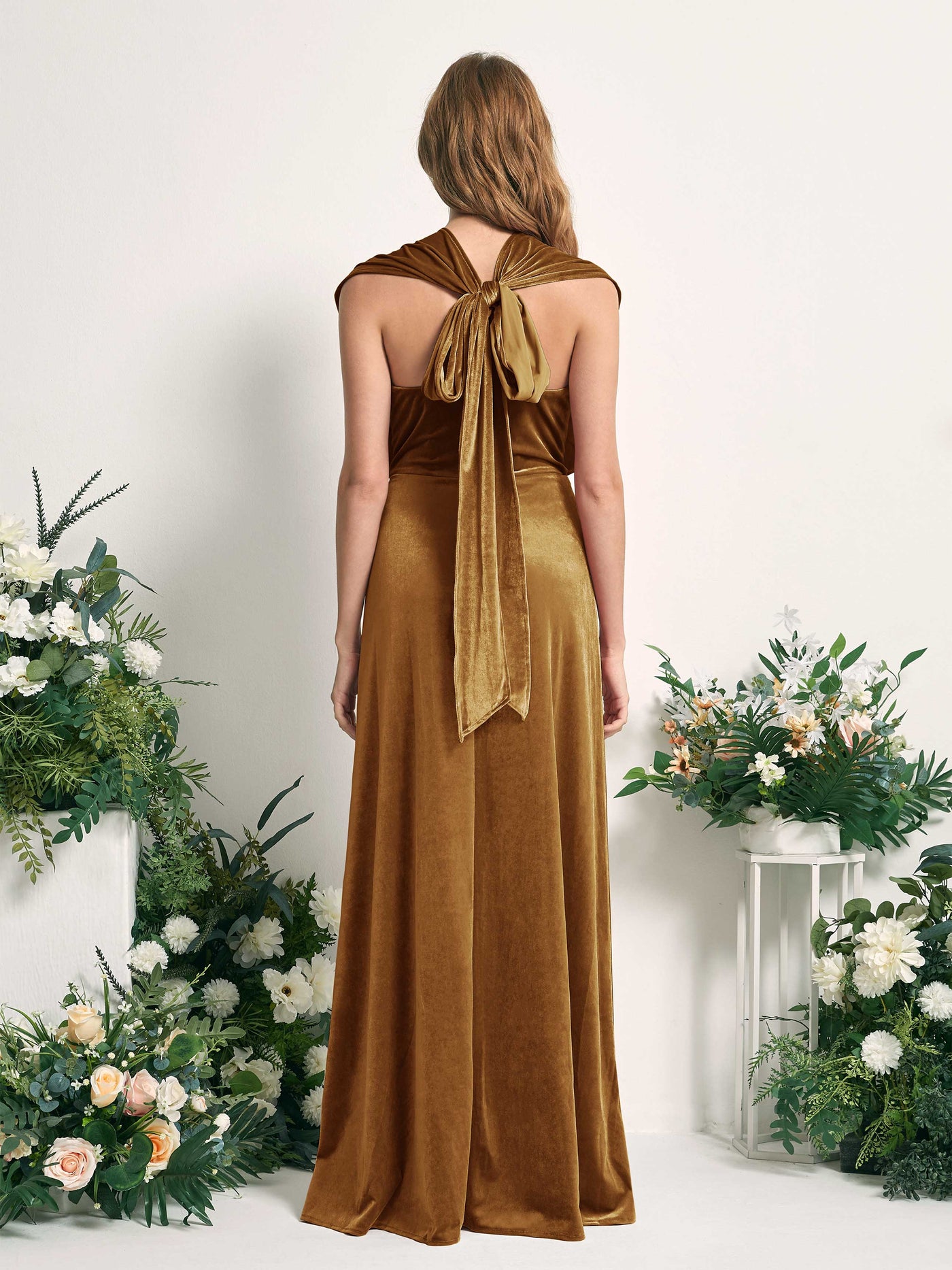 Carlyna Fourreau Convertible Longueur ras du sol Robes de demoiselle d'honneur Or Bruni #couleur_or-bruni