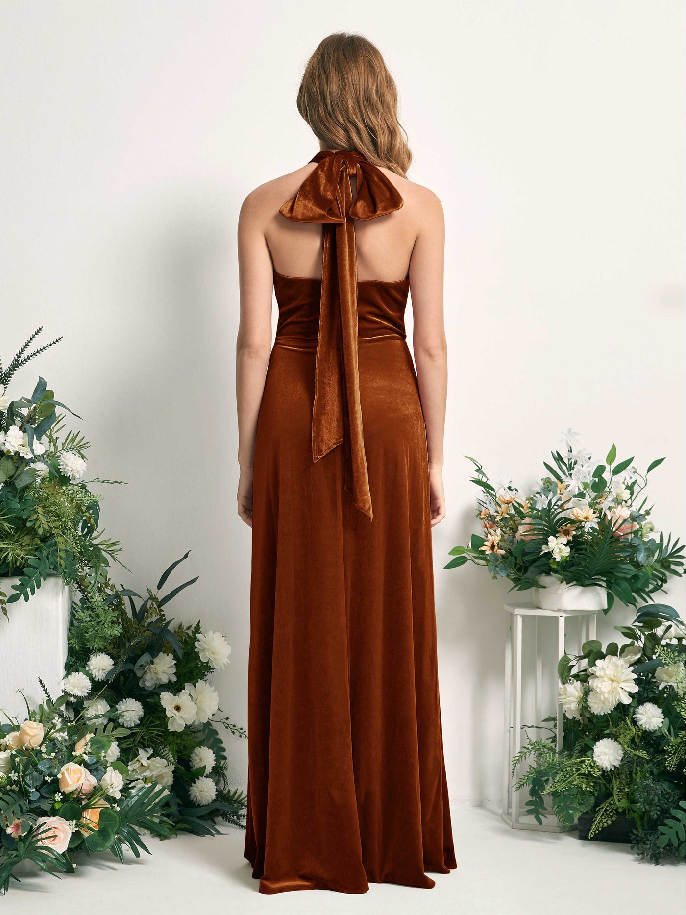 Carlyna Fourreau Convertible Longueur ras du sol Robes de demoiselle d'honneur Orange Brûlé #couleur_orange-br-l