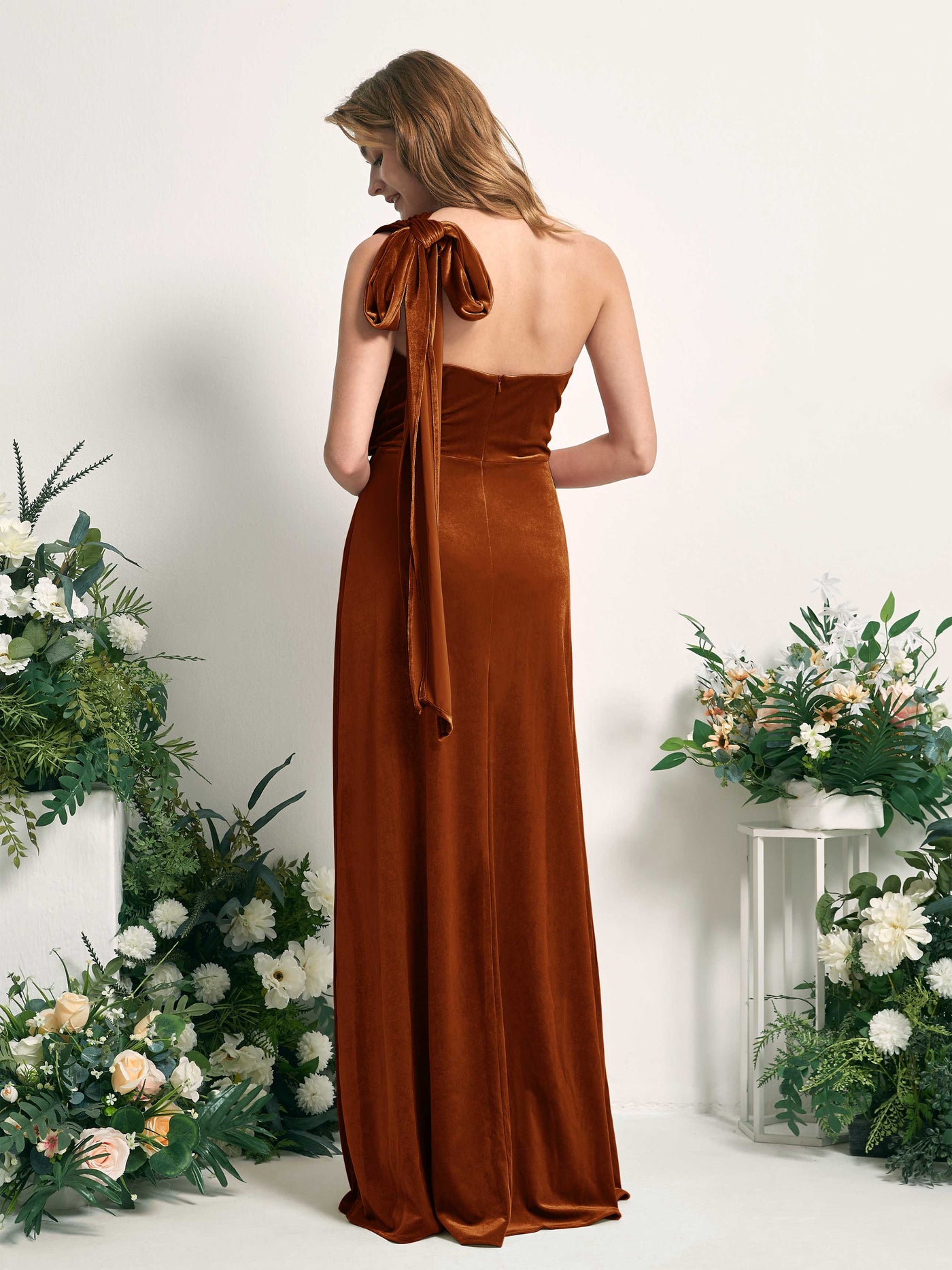 Carlyna Fourreau Convertible Longueur ras du sol Robes de demoiselle d'honneur Orange Brûlé #couleur_orange-br-l