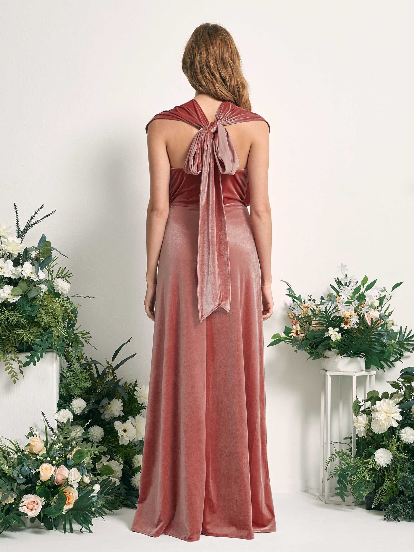 Carlyna Fourreau Convertible Longueur ras du sol Robes de demoiselle d'honneur Rose Poussiéreux #couleur_rose-poussi-reux