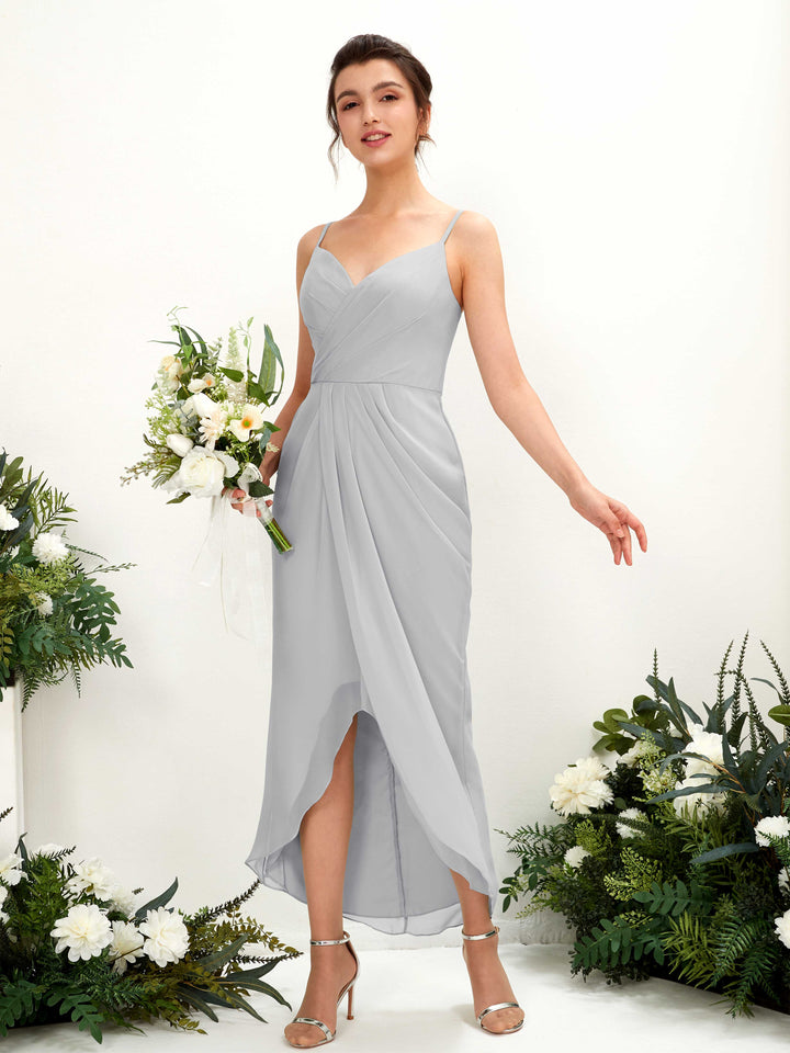 Carlyna Fourreau Longueur mollet Col V froncé robe de demoiselle d&