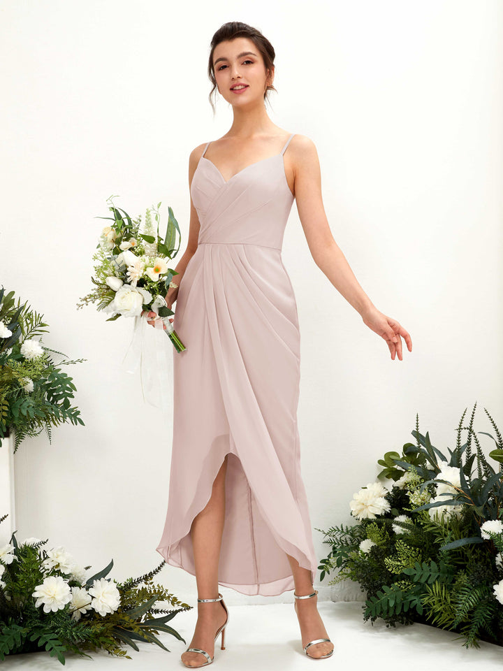 Carlyna Fourreau Longueur mollet Col V froncé robe de demoiselle d&