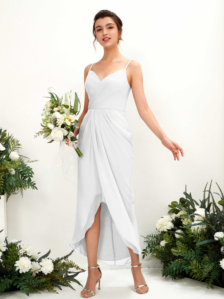 Carlyna Fourreau Longueur mollet Col V froncé robe de demoiselle d&