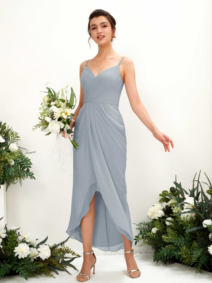 Carlyna Fourreau Longueur mollet Col V froncé robe de demoiselle d&