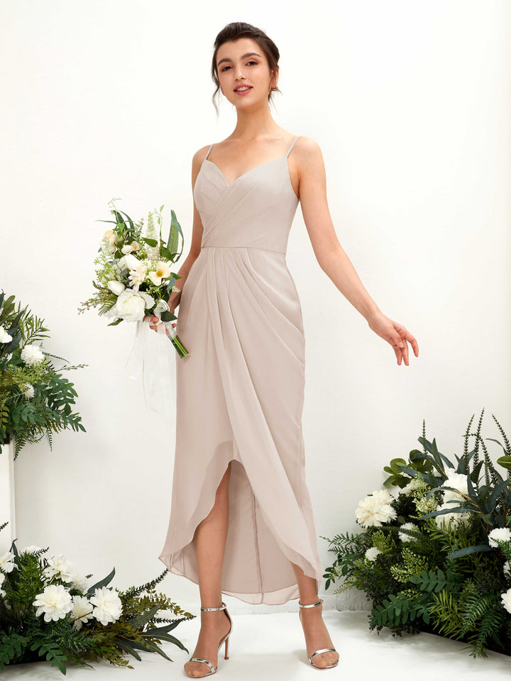 Carlyna Fourreau Longueur mollet Col V froncé robe de demoiselle d&