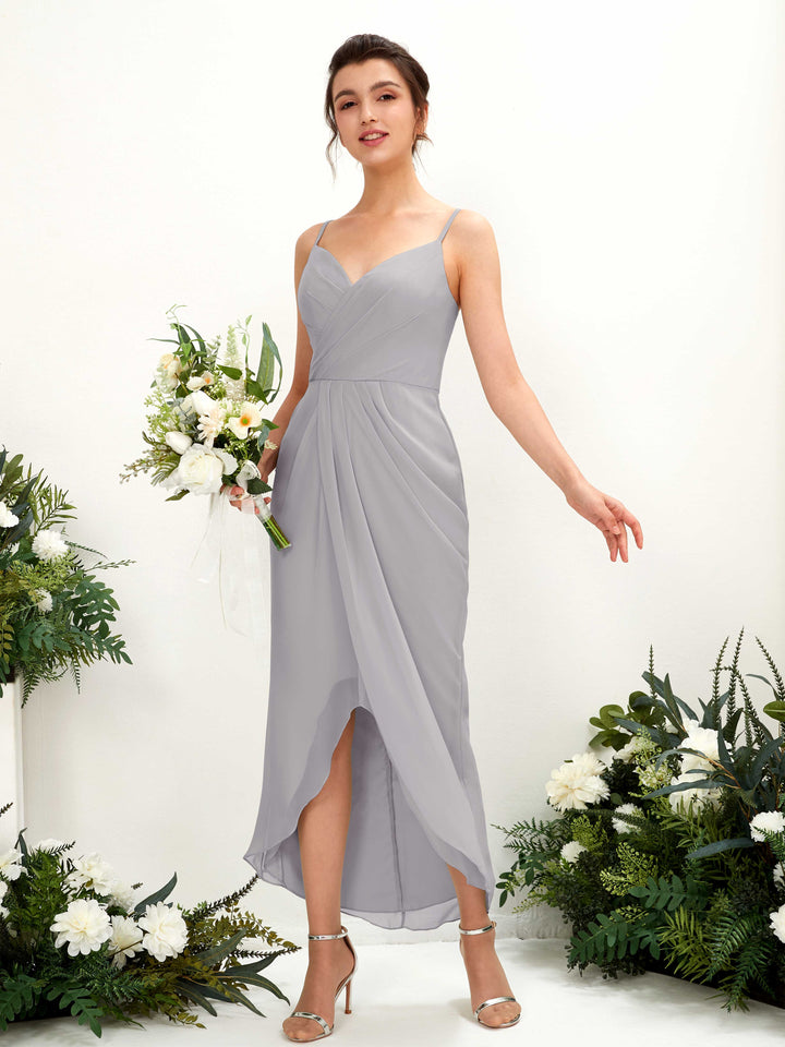 Carlyna Fourreau Longueur mollet Col V froncé robe de demoiselle d&