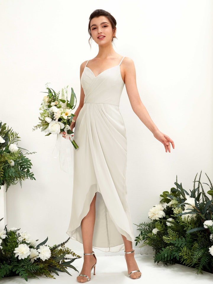 Carlyna Fourreau Longueur mollet Col V froncé robe de demoiselle d&