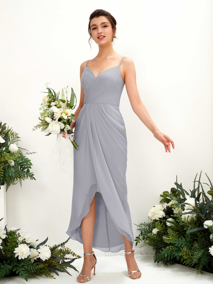 Carlyna Fourreau Longueur mollet Col V froncé robe de demoiselle d&