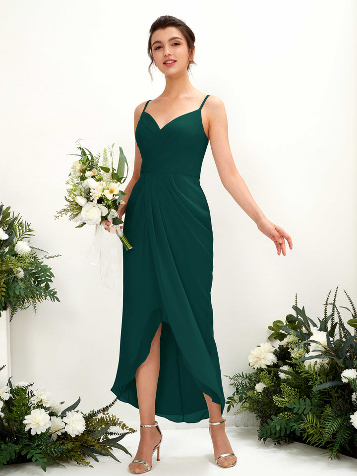 Carlyna Fourreau Longueur mollet Col V froncé robe de demoiselle d&