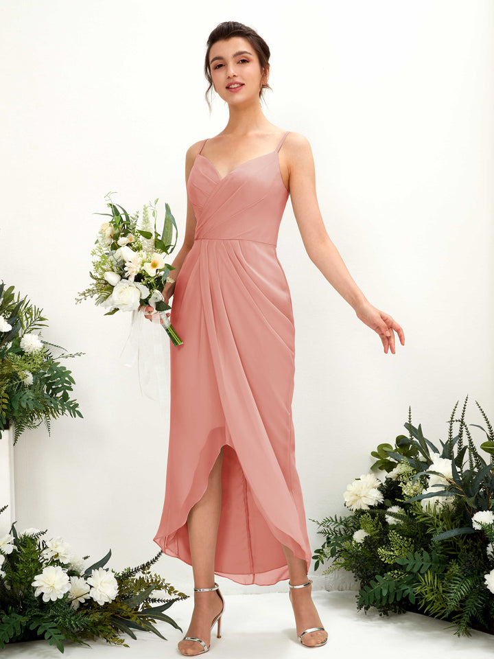 Carlyna Fourreau Longueur mollet Col V froncé robe de demoiselle d&