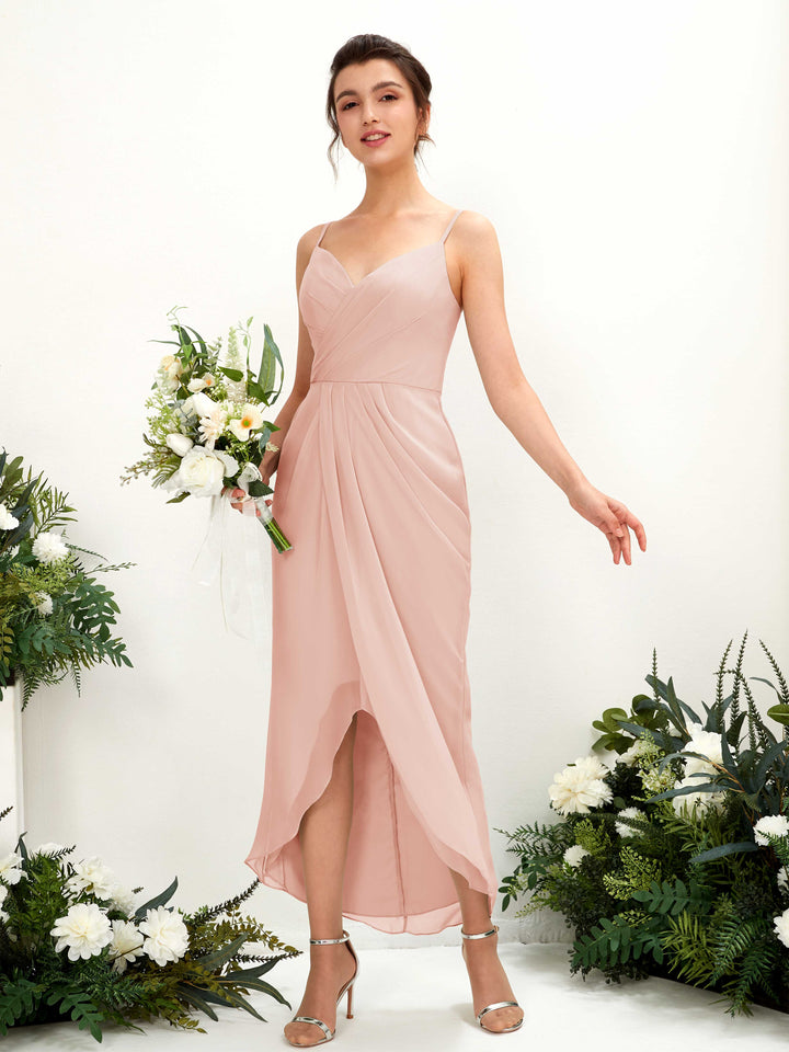 Carlyna Fourreau Longueur mollet Col V froncé robe de demoiselle d&