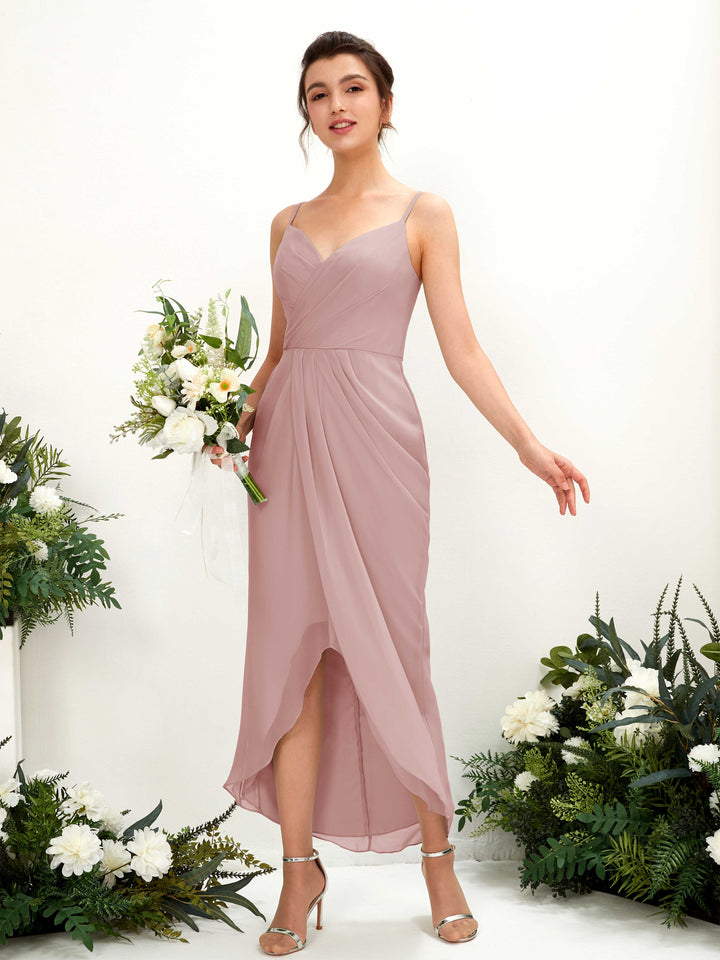 Carlyna Fourreau Longueur mollet Col V froncé robe de demoiselle d&