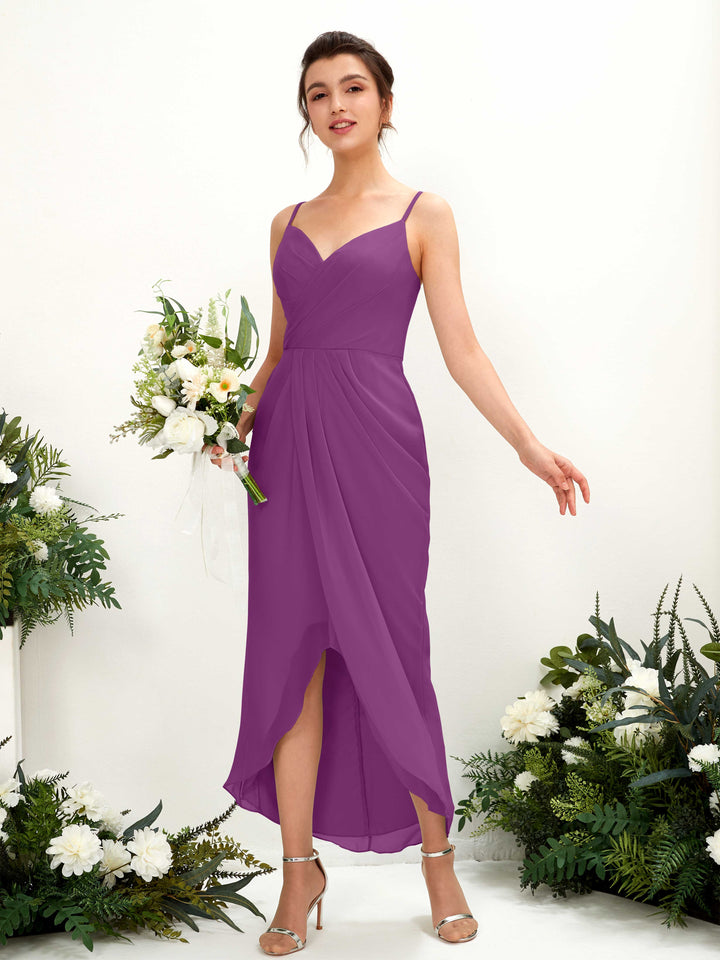 Carlyna Fourreau Longueur mollet Col V froncé robe de demoiselle d&