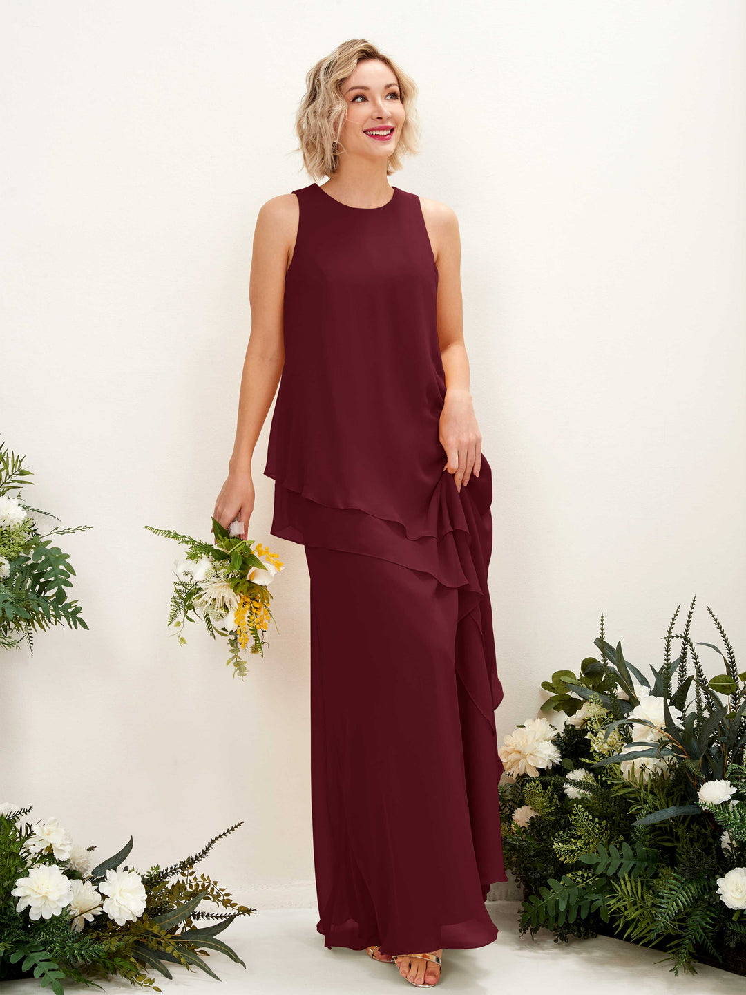 Carlyna Fourreau Longueur ras du sol Col rond Robe de demoiselle d&