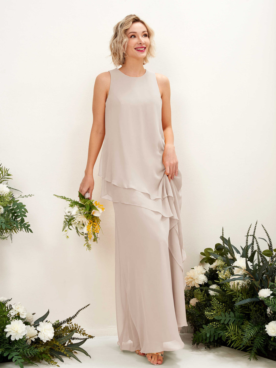 Carlyna Fourreau Longueur ras du sol Col rond Robe de demoiselle d&