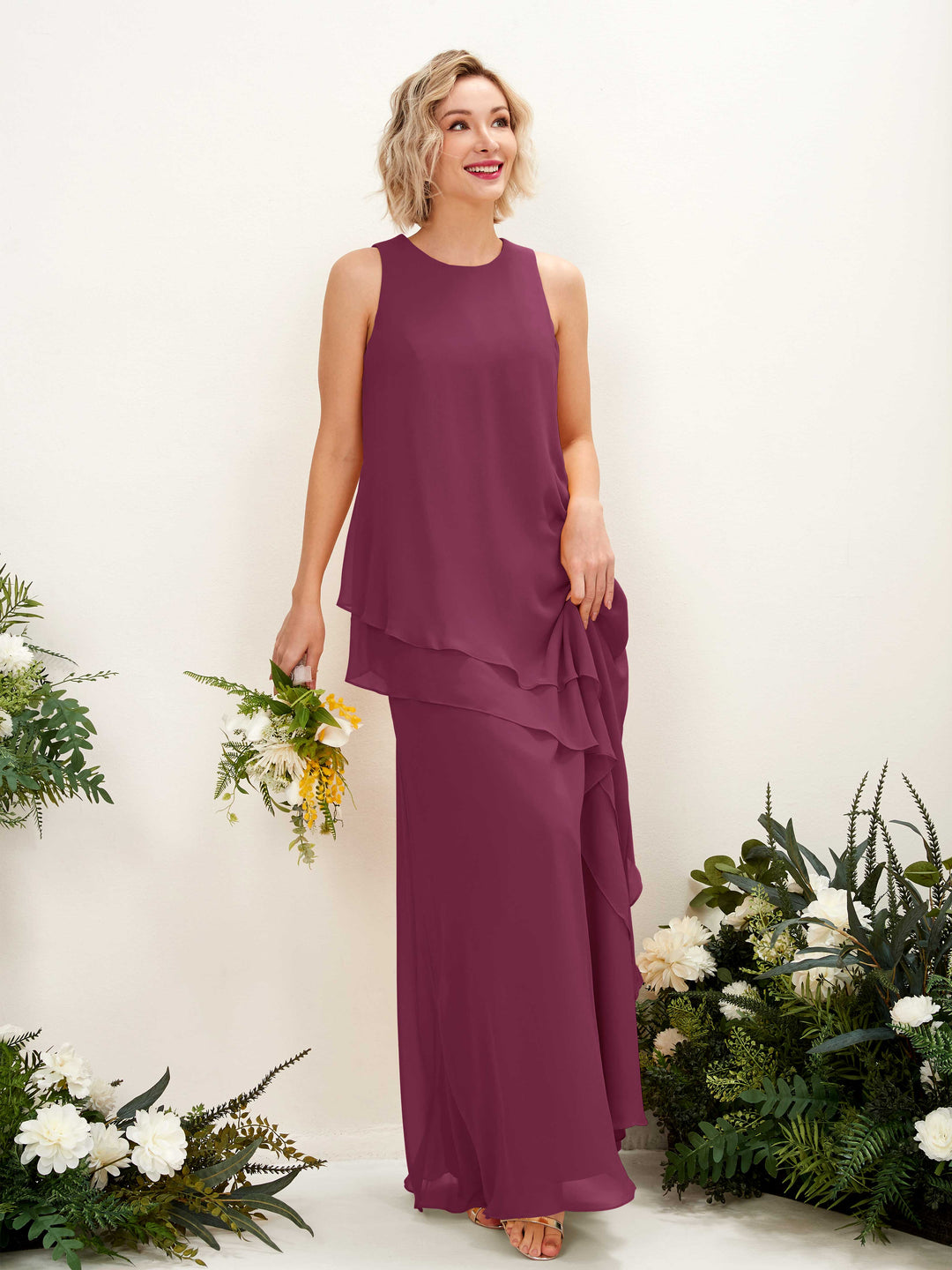 Carlyna Fourreau Longueur ras du sol Col rond Robe de demoiselle d&