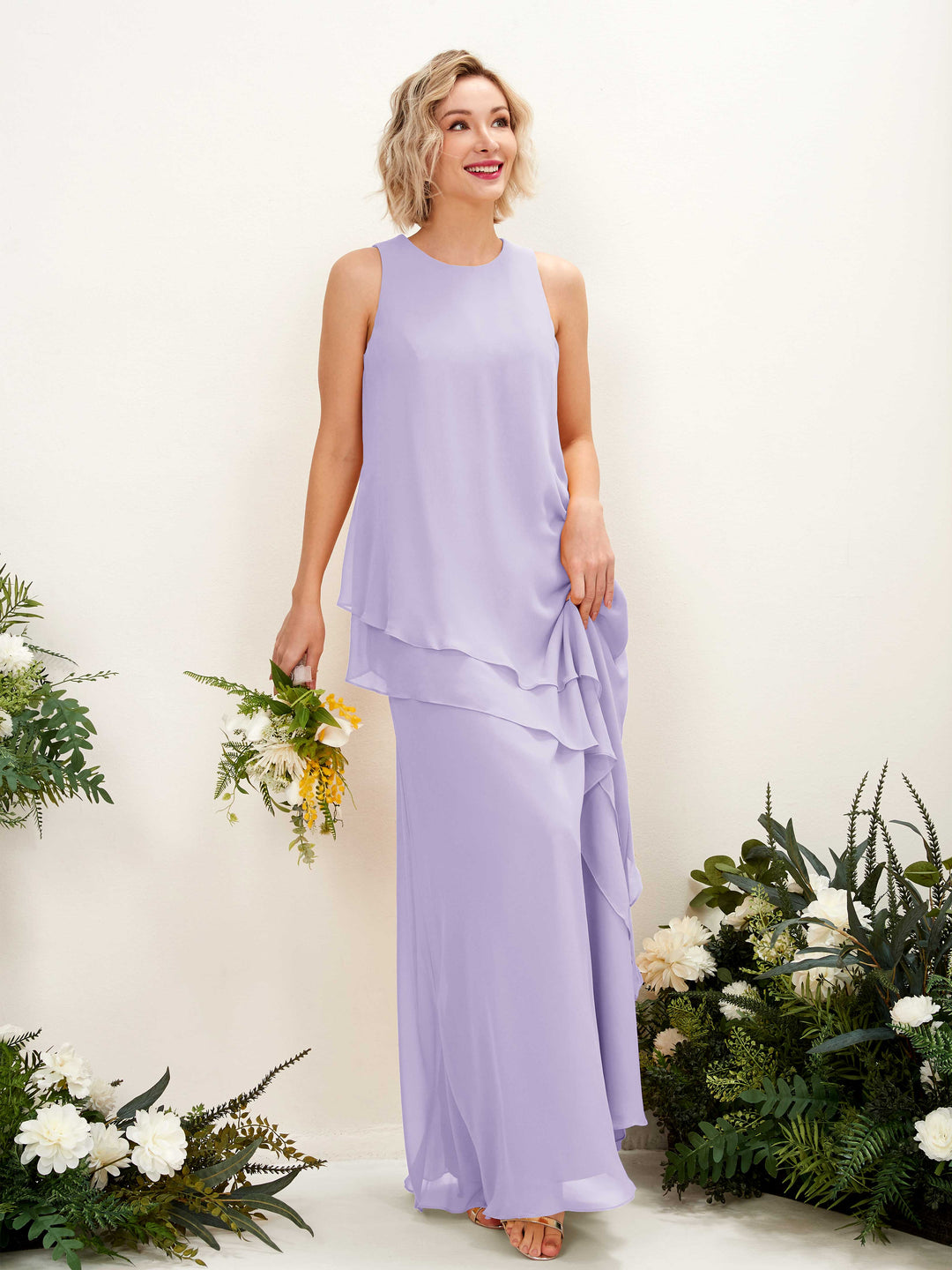 Carlyna Fourreau Longueur ras du sol Col rond Robe de demoiselle d&
