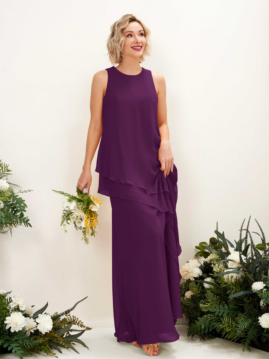 Carlyna Fourreau Longueur ras du sol Col rond Robe de demoiselle d&